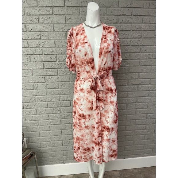 Ember Multicolored Short Sleeve Tie Front Duster Size M - Picture 1 of 10